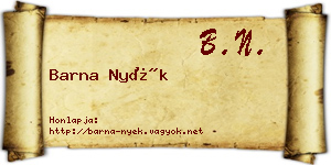 Barna Nyék névjegykártya